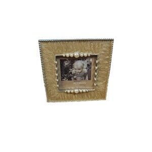 Wedding Frame 3 x 3 in Cream Anniversary Marble with tiny pearl details